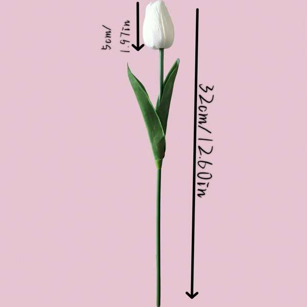 10 Pcs Exquisite Real Touch White Artificial Tulip Bouquets - For Bedroom, Living Room, Wedding, Party, Valentine's Day, Father's Day,Graduation And Mother's Day Gifts, Easter Decorations & Gifts For Girlfriends.Fall Decor Bedroom,Fall Room Decor,Fall Home Decor.