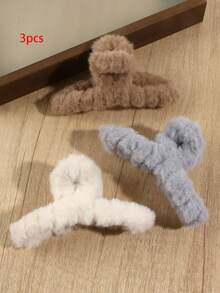 3 eleganckie pluszowe spinki do włosów, modne ozdoby do włosów z klamrami do codziennych fryzur, stylowe akcesoria na Dzień Matki, powrót do szkoły, Święto Dziękczynienia, Boże Narodzenie, prezenty świąteczne, jesienno-zimowe spinki do włosów z klamrami, akcesoria do włosów dla kobiet na wakacje, damska kopertówka do włosów na jesień