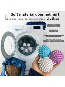 2/4/6pcs Reusable Laundry Balls, Dryer Balls, Laundry Accessories, Fabric Softener, Washing Machine Balls, Pet Hair Remover, Down Jacket Wrinkle Releaser, Clothing Wrinkle Remover, Essential Home Cleaning Tools