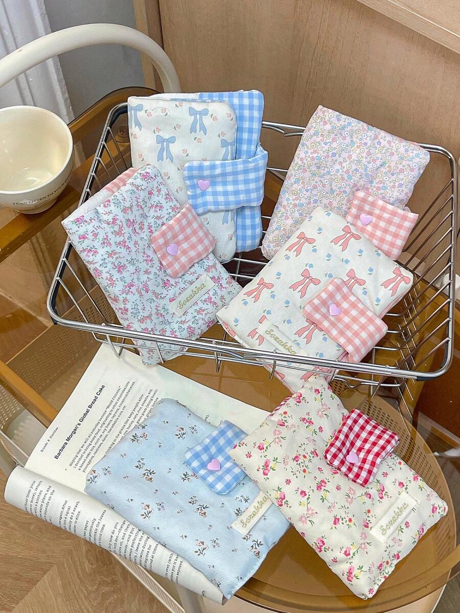 1Pc/Set Cute Floral Patchwork Book Jacket, Girls Hand Account Book Cover, White Collar Hand Account Book Journal, Diary Book Jacket, Portable Student Pocket Book Storage Case,Back To School Gift,Gift For Good Friends And Teachers
