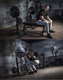 Soporte para mancuernas de altura regulable, color negro