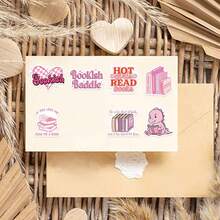 50pcs Pink Fashionable INS Style Reading Stickers, Book Stickers, Waterproof Vinyl Stickers For Books, Water Bottles, Laptops, Phones, Luggage - Pink - View 8