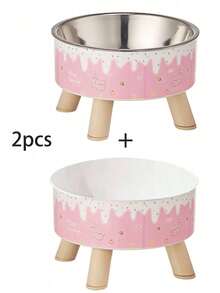 1pc/2pcs/3pcs Stainless Steel Elevated Pet Bowls With Sturdy Stand, Anti-Slip & Anti-Spill, Large Capacity For Cat And Dog Food And Water
