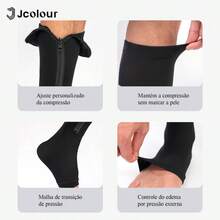 1 Pair Women's Toeless Compression Socks For Sports And Outdoor Use, Thigh High Socks With Side Zipper, Comfortable For Movement, Varicose Vein Prevention Socks, Close-To-Skin Fitting Socks - 黑色 - 查看 4