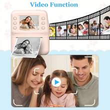 Cámara instantánea para niños y niñas de 3 a 12 años, cámara digital profesional con zoom digital 16X, pantalla IPS de 2.4'', recargable, 1080P HD, con 1 papel de impresión instantánea, juguete ideal para fotografía, regalo de Navidad y cumpleaños para niños y adolescentes de 3 a 16 años, color rosa