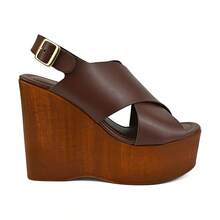 ZATURE STORES Women's Zature Platform Sandal Comfortable Blogger Thick High Heel Wedge Metallic Embellishment Straps - Rỉ Nâu - Xem 6