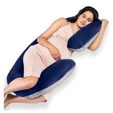 Almohada 2 en 1:Comodidad para el Embarazo Y Lactancia.Almohada /Cojin multifuncional.Comodidad y soporte en cada etapa. - Marino con gris - Ver 2