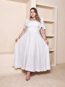 Vestido longo Luxo plus size  liso duna linho  elegante manga curto