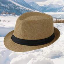 1/2 双男女通用时尚爵士帽，经典高顶礼帽，适合日常、派对、舞台、秋冬户外防寒 - 黑色 - 查看 5