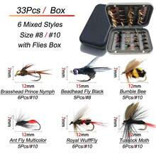 Fly Fishing Flies Kit, 24-114Pcs Handmade Fly Fishing Gear With Dry/Wet Flies, Streamers, Fly Assortment Trout Bass Fishing With Fly Box