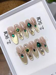 10 Stücke rein handgefertigte tragbare Nägel mit mittelovalem Nagelform, handbemalte Farbverlauf rosa Katzenauge Schleifen Nägel, hochwertige einfache Nägel, Vollabdeckung Fake Nägel, Y2K Nägel, einzigartige und nischenkreative Fake Nägel, Alltagsnägel, süßer moderner Stil Nägel, für den täglichen Gebrauch, abnehmbar und wiederverwendbar