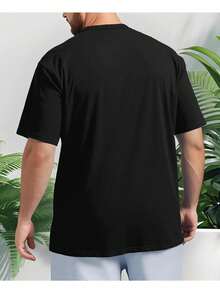 Big And Tall T-Shirts With Pocket For Men, S-5XL Plus Size Basic Short Sleeve Casual Tees For Work Daily - 黑色 - 查看 2
