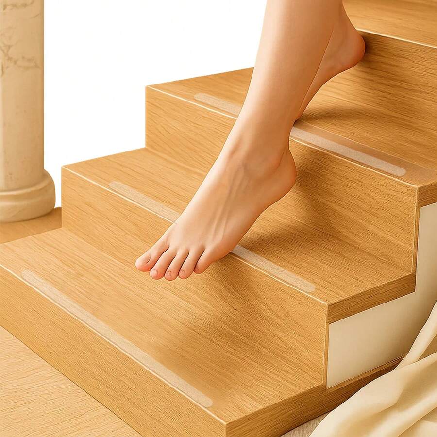 18pcs/15pcs Anti Slip Clear Tape for Steps 3x64cm/10x60cm Transparent Stair Tread Pads Stair Mats Bathtub and Shower Treads Safety Walk Self Adhesive Non-Slip Tape for Home Indoor Pets Kids Elders - 18 Stück - Übersicht 1