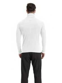 Men's Solid Color High Neck Raglan Casual Fleece Warm Long Sleeve T-Shirt