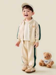 mini bala Kids Teddy Bear Two Pieces Set Soft Comfortable School Ready Fall Outfit