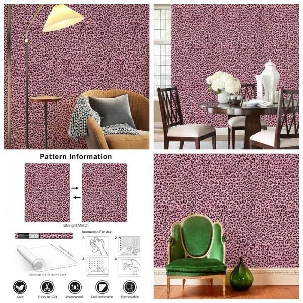Leopard Print Peel And Stick Wallpaper 17.3x400 BlackBrown Removable Wallpaper Renter Friendly Waterproof Contact Paper Bedroom Bathroom Living Room Cabinet