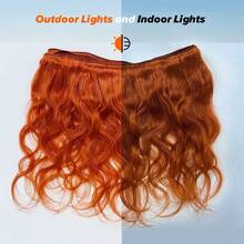 26 英寸姜橙色蕾丝前假发，预拔，可直接佩戴，13x4 英寸高清无胶波浪姜色蕾丝前假发，适合女性，自然造型，人发混纺，耐热纤维，姜色假发 - S350 - 查看 9