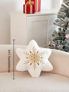 1 Vỏ gối trang trí thêu hình bông tuyết bất đối xứng màu vàng lông nhân tạo Giáng sinh, thích hợp để trang trí trong nhà, Vỏ gối trang trí Giáng sinh, Không bao gồm ruột gối - Vàng - Xem 4
