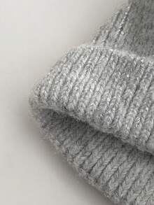 1pc Knitted Blend Sequin Embellished Balaclava Hat, Warm Knitted Beanie With Ear Flaps For Women, Autumn/Winter - Multicolor - View 5