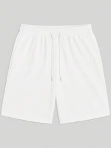 Men's Bermuda Shorts Plain Sweatpants Comfortable Shorts Flannel Bermuda Shorts Immediate Shipping Various Colors - 白色 - 查看 1