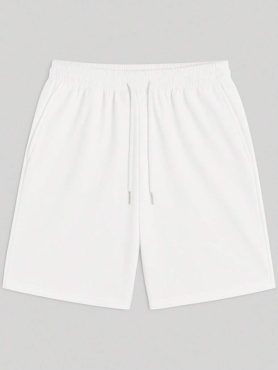 Men's Bermuda Shorts Plain Sweatpants Comfortable Shorts Flannel Bermuda Shorts Immediate Shipping Various Colors - 白色 - 查看 1