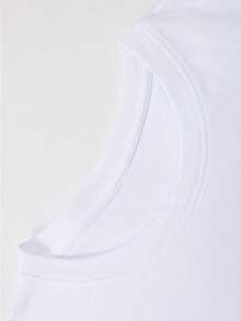 1pc Camiseta Negra de Cuello Redondo para Hombre - Camiseta de Moda Urbana con Tipografía Azul y Blanca en Negrita, Tejido Transpirable para Atuendos Casuales Diarios - Esencial de Moda Urbana para Todas las Estaciones, Camiseta de Ajuste Cómodo - Blanco - Ver 4