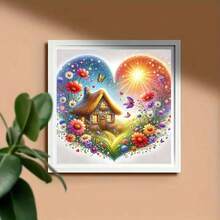 1pc DIY Diamond Painting Kit - Heart Landscape - Multicolor - View 3