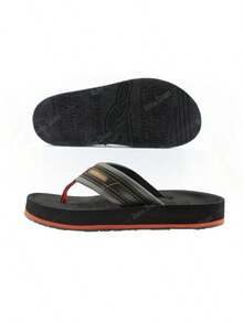 OLK Men's Flip Flops Classic Basic Vintage Outdoor Comfortable Beach Timeless - Negro\Naranja - Ver 4