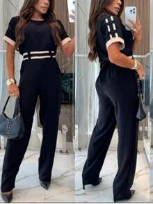 WOMEN'S SET IN PREMIUM DUNA FABRIC LINED WITH DETAIL ON THE SLEEVES FALL WINTER CASUAL CHICK FASHION - màu đen - Xem 2