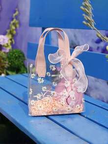 10个/5个/1个透明PVC礼品包装袋，可重复使用礼品袋【不含丝带】，适用于新娘送礼会、婚礼、生日、购物、简约家居装饰、带提手透明礼品袋、透明婚礼礼品袋、团体礼品袋、节日派对用品、复活节礼物、圣诞节礼物 - 彩色 - 查看 9