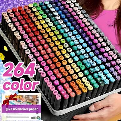 GAWFOLK 168-Color Double-Headed Sketch Art Marker Pens, Professional Double-Headed Mixed Art Painting Pens, And Fine Filling And Coloring Pens Are Suitable For A Variety Of Scenarios. They Can Be Used For Coloring, Painting, Designing, Planning, And Taking Notes. They Can Also Be Used During Festivals. Back To School