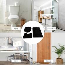 3-Piece Bathroom Carpet Set - Super Soft Non-Slip Bathtub Mat With High Absorbency, Machine Washable Fluffy Rugs For Shower, Bedroom, Kitchen & Living Room, Includes 1 Small, 1 U-Shaped & 1 Large Carpet, Anti-Slip PVC Backing, 1-Inch Microfiber Fibers - Black - View 4