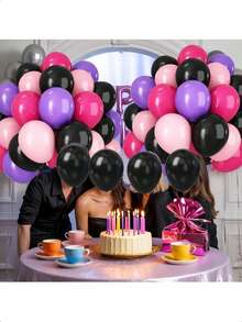 61 de baloane mov negre și roz, baloane mov negre și roz aprins de 10 inch pentru fete, ziua de naștere, baby shower, nuntă, dezvăluirea sexului, Valentine, decorațiuni de mireasă