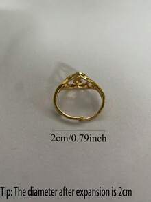 1枚时尚心形字母设计戒指，适合女性日常佩戴，情人节礼物 - 金黃色 - 查看 4