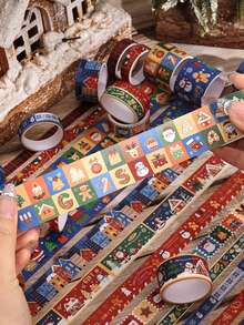 12 Rolls/Box, Christmas Theme Washi Tape, Creative Christmas Multi-Element Pattern Design, Suitable For Diary, Scrapbook And Crafts Decoration DIY Material Tape, Gift Wrapping, Holiday Party Decoration Must-Have - View 3