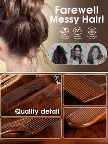 1 件经典仿木纹防静电塑料发梳套装，适合日常使用，婚礼派对礼物/伴娘礼物，木纹梳子，宽齿梳，鼠尾梳，胡须梳，细齿专业发梳套装，适合女士、男士理发造型/卷发/梳理/分缝/胡须，顺发刷 - 彩色 - 查看 5