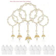 30pcs Rose Beaded Bracelet, Acrylic 3D Rose Bead Bracelet, Comes With Organza Bag, Suitable For Baptism Gifts, First Communion Gifts, Party Favors, Wedding Celebrations And More