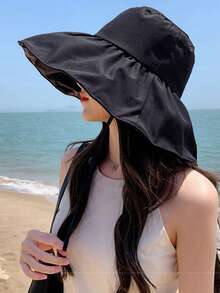 1頂寬邊女士遮陽帽，防紫外線，面部覆蓋，時尚多用途的漏勺帽
