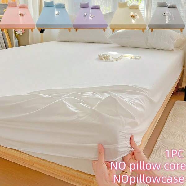 2025 New Arrival Fresh Solid Color Washed Cotton Fitted Sheet For Students