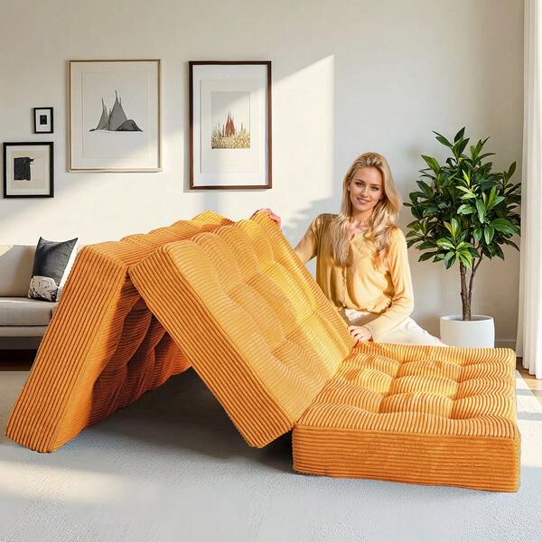 MAXYOYO 6-Inch Tri-Fold Mattress,Corduroy Folding Mattress,Double Foam Bed,Foldable Floor Mattress,Guest Bed Mattress Cover,Memory Foam Mattress Cover,Portable Camping Sleeping Bed