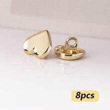 8 pièces Boutons de chemise en métal en forme de cœur, boutons de vêtements de manteau de pull haut de gamme