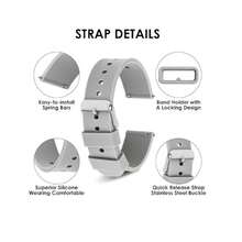 Silicone Watch Bands - Quick Release Waterproof Soft Rubber Replacement Straps With Silver Plated Stainless Steel Buckle