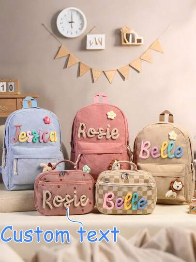 1pc Personalized Kids Backpack Lunch Bag,Custom Kids Backpack With Name,Toddler Book Bag,Backpack For Toddlers,Back To School Gift,Kids Backpack,Christmas Gift Supplies