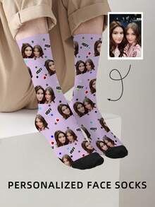 1 Pair Custom Face Socks, Custom Photo Sock, Custom Printed Socks, Personalized Funny Face Socks, Custom Picture Socks, Put Any Face On The Socks, Anniversary Gift, Fall - Multicolor - View 10