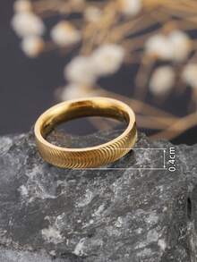 1 chiếc nhẫn thép không gỉ mạ vàng 18K, thiết kế độc đáo với họa tiết sóng, tối giản, cá tính, đa năng, phù hợp để đeo hàng ngày, quà tặng thích hợp cho bạn gái, quà tặng giao lưu. - Vòng nhiều sóng chải - Xem 4