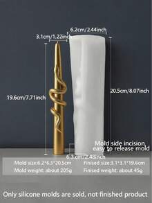 手工定制艺术螺旋模具，3D 螺旋长杆形 DIY 蜡烛/肥皂/树脂工具/香薰蜡烛/树脂装饰，柔性材料，母亲节、情人节、家居装饰的绝佳礼物 - 白色 - 查看 14