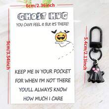 1/3pcs Set Cute Ghost Keychain Set With Halloween Greeting Card, Suitable For Bag Decoration, Halloween Atmosphere Gift, Party Gift, Fun Gift - Multicolor - View 6