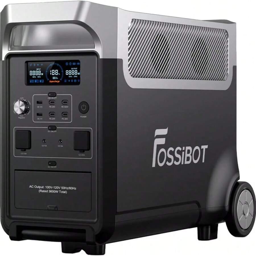 FOSSiBOT F3600 Pro 3840Wh Portable Power Station 3600Wh Capacity,Solar Generator,3600W AC Output For Outdoor Camping,Home Backup,Emergency,RV,Off-Grid - Grey - View 1