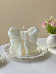 1pc Romantic Ribbon Bow Shaped Mold - Heat Resistant & Easy To Clean, Suitable For Candle/Soap/Plaster, Wedding Season/Mother's Day Gift Silicone Mold, Valentine's Day Gift Silicone Mold - White - View 3