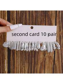 10pcs/40pcs Set Silver-Color CCB Exaggerated C-Shape Resin Earrings, Suitable For Party Gifts, Lightweight To Wear - New Models 1-40 Pairs - View 10